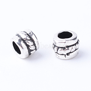 Tibetan Style Alloy Spacer Beads, Column, Cadmium Free & Lead Free, Antique Silver, 5x4mm, Hole: 2mm(X-TIBE-Q063-60AS-RS)