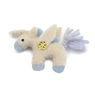 Wool Felt Poke Fun Unicorn Christmas Accessories Ornaments, Unicorn, Floral White, 110mm(PW-WG44206-03)