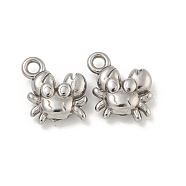 Non-Tarnish 304 Stainless Steel Charms, Crab Charms, Stainless Steel Color, 12.5x11x4mm, Hole: 1.8mm(STAS-N103-81P)