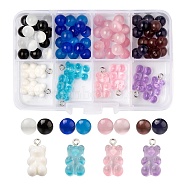 DIY Jewelry Making Finding Kit, Including Cat Eye Round Beads and Bear Resin Pendants, Mixed Color, 72pcs/box(DIY-FS0002-16)