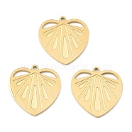 Ion Plating(IP) 316 Surgical Stainless Steel Pendants, Heart Charm, Real 24K Gold Plated, 15x14.5x1mm, Hole: 1mm(X-STAS-K258-16G)