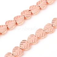 Electroplated Non-magnetic Synthetic Hematite Beads Strands, Heart Leaf, Rose Gold Plated, 8x8x2.5mm, Hole: 0.8mm, about 55pcs/Strand, 16.14 inch(41cm)(G-F682-08-RG)