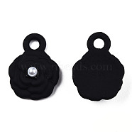 Spray Painted Alloy Charms, with ABS Plastic Imitation Pearl Beads, Cadmium Free & Nickel Free & Lead Free, Flower, Black, 14x10x4.5mm, Hole: 2mm(PALLOY-N155-163)