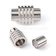 Smooth 304 Stainless Steel Magnetic Clasps with Glue-in Ends, Column, 21x13.5mm, Hole: 8mm(STAS-C005-1)