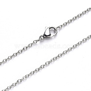 304 Stainless Steel Cable Chain Necklace Making, with Lobster Claw Clasp, Stainless Steel Color, 19.68 inch(50cm), Link: 2.5x2x0.5mm(NJEW-S420-007A-P)
