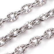 Iron Cable Chains, Textured, Unwelded, Oval, Platinum Color, 3x2x0.6mm(X-CH-0.6YHSZ-N)