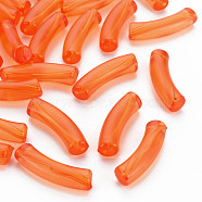 Transparent Acrylic Beads, Curved Tube, Dark Orange, 32x9.5x8mm, Hole: 1.8mm, about 304~312pcs/500g(MACR-S372-002B-S002-J)