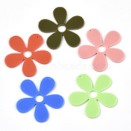Cellulose Acetate(Resin) Pendants, Flower, Mixed Color, 45.5x47x2.5mm, Hole: 1.4mm(X-KY-R021-07)