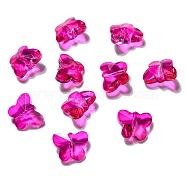 Transparent Glass Beads, Faceted, Butterfly, Magenta, 12x15x8mm, Hole: 1.5mm(GLAA-P037-02-37)