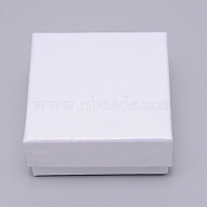 Cardboard Jewelry Boxes, with Black Sponge, for Jewelry Gift Packaging, Square, White, 7.5x7.5x3.5cm(CBOX-WH0007-04A)