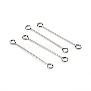 304 Stainless Steel Eye Pins, Double Sided Eye Pins, Stainless Steel Color, 26.5x0.6mm, Hole: 1.5mm(STAS-I141-01C-P)