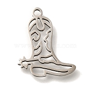 201 Stainless Steel Pendants, Boot Charms, Stainless Steel Color, 17.5x14x1mm, Hole: 1.5mm(STAS-R136-21P)