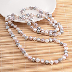 Natural Pearl Nuggets Beaded Necklace, Colorful, 47.2 inch(NJEW-P126-A-01B-01)