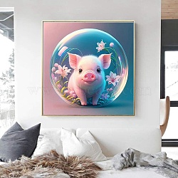 DIY Twelve Chinese Zodiac Pattern 5D Diamond Painting Kits, Pig, 300x300mm(PW-WG84579-12)