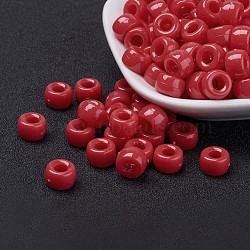 Opaque Acrylic European Beads, Large Hole Beads, Barrel, Red, 9x6mm, Hole: 4mm(X-PL338-5)