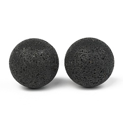 Natural Lava Rock Beads, No Hole/Undrilled, Round, for Cage Pendant Necklace Making, 45.5mm(G-M358-01B)