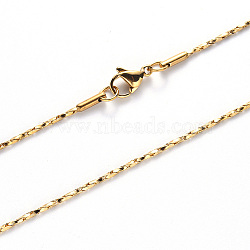 PVD Vacuum Plating 304 Stainless Steel Coreana Chain Necklace, with Lobster Claw Clasp, Real 18K Gold Plated, 19.68 inch(50cm)x0.8mm(NJEW-S420-006A-G)