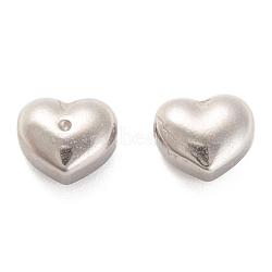 304 Stainless Steel Beads, Heart, Stainless Steel Color, 9x10.5x6mm, Hole: 1.8mm(STAS-O145-05P)