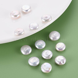 Natural Keshi Pearl Beads, Cultured Freshwater Pearl, No Hole/Undrilled, Flat Round, Seashell Color, 11~13x5~7.5mm(PEAR-N020-L09)