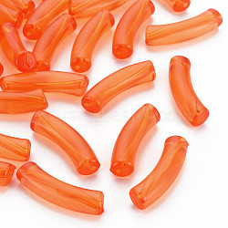 Transparent Acrylic Beads, Curved Tube, Dark Orange, 32x9.5x8mm, Hole: 1.8mm, about 304~312pcs/500g(MACR-S372-002B-S002-J)