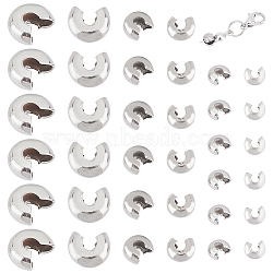 180Pcs 3 Style 304 Stainless Steel Crimp Beads Covers, Stainless Steel Color, 4~8.2x3.5~7x2.5~4mm, Hole: 1.4~2.5mm, 60pcs/style(STAS-UN0051-55)