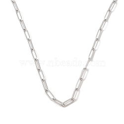 Rack Plating 304 Stainless Steel Paperclip Chain Necklaces, Lead Free & Cadmium Free, Long-Lasting Plated, Platinum, 16.14 inch(41cm)(NJEW-Q348-01P-1)