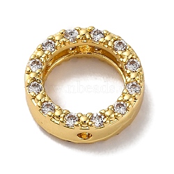 Rack Plating Brass with Cubic Zirconia Bead Frame, Cadmium Free & Lead Free, Long-Lasting Plated, Round Ring, Real 18K Gold Plated, 10x3mm, Hole: 1mm(KK-S406-09E-G)