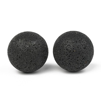 Natural Lava Rock Beads, No Hole/Undrilled, Round, for Cage Pendant Necklace Making, 45.5mm