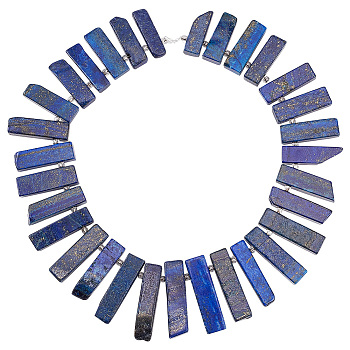 1 Strand Natural Lapis Lazuli Beads Strands, Rectangle, 27.5~42x8.5~10.5x4.5~7.5mm, Hole: 1.6mm, about 31pcs/strand, 15.59 inch(39.6cm)