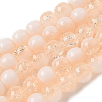Crackle Glass Beads Strands, Rondelle, Moccasin, 8mm, Hole: 1mm, about 108~111pcs/strand, 309.45''(786cm)