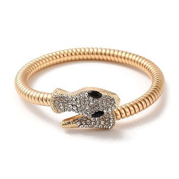 Alloy Round Snake Chain Bracelets, Rhinestone Snake Bracelet, Light Gold, Inner Diameter: 2-1/8 inch(5.3cm)