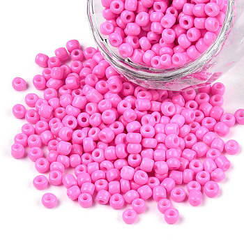 Baking Paint Glass Seed Beads, Hot Pink, 8/0, 3mm, Hole: 1mm, about 10000pcs/bag