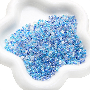 100Pcs Transparent Glass Beads, Faceted, Bicone, Dodger Blue, 4.5x3.5mm, Hole: 1.6mm, 100pcs/set