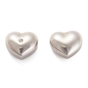 304 Stainless Steel Beads, Heart, Stainless Steel Color, 9x10.5x6mm, Hole: 1.8mm