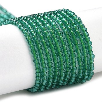 Transparent Glass Beads Strands, Faceted Round, Light Sea Green, 2x2mm, Hole: 0.6mm, about 184pcs/strand, 14.49''(36.8cm)