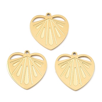 Ion Plating(IP) 316 Surgical Stainless Steel Pendants, Heart Charm, Real 24K Gold Plated, 15x14.5x1mm, Hole: 1mm