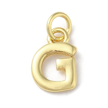 Rack Plating Brass Pendants, Cadmium Free & Lead Free, Long-Lasting Plated, Real 18K Gold Plated, Letter G, 11.5x7.5x1.5mm, Hole: 3.2mm