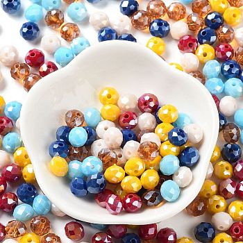 Glass Beads, Faceted, Rondelle, Mixed Color, 10x8mm, Hole: 1mm, about 67pcs/60g