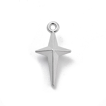 Alloy Pendants, Stainless Steel Color, Star, 17x9x5mm, Hole: 1mm