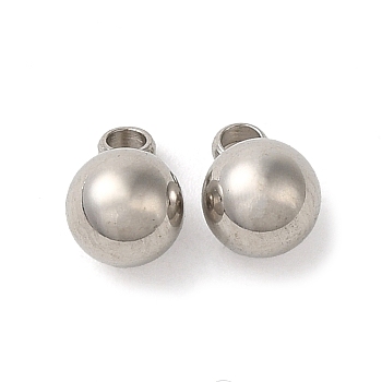 Non-Tarnish 304 Stainless Steel Charms, Ball Charm, Stainless Steel Color, 7.5x5mm, Hole: 1.5mm