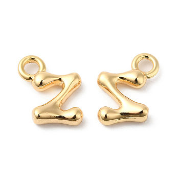 Brass Charms, Real 18K Gold Plated, Letter Z, 11x10x3mm, hole: 2mm