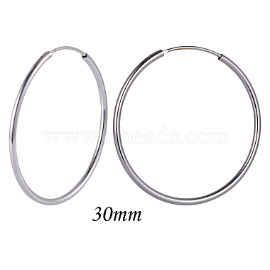 Pendientes de aro de plata esterlina chapados en rodio antideslustre 925 Pendientes de aro pequeños unisex infinitos Pendientes de aro huggie chapados en oro de 30 mm para mujeres y hombres(JE1076A-04)-2