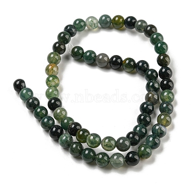 Naturelles mousse rondes en agate perles brins(G-S151-6mm)-5