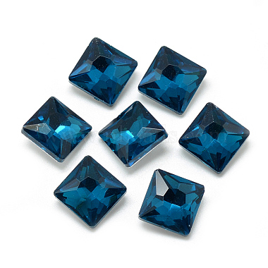 8mm Teal Square Glass Rhinestone Cabochons