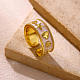 Brass Enamel Cuff Open Rings(KK-E807-01G)-2