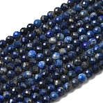 Natural Lapis Lazuli Beads Strands, Faceted, Round, 4mm, Hole: 0.8mm, about 80~100pcs/strand, 15.3 inch(G-T108-36-1)