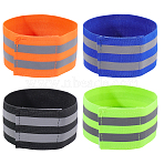 4Pcs 4 Colors Polyester Reflect Light Wristbands, for Events Security Parties, Mixed Color, 355x50x3.5mm, 1pc/color(AJEW-CN0005-22)