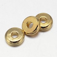 Flat Round Brass Spacer Beads, Barrel Plating, Golden, 12x2.5mm, Hole: 2mm(KK-L106G-01G)