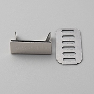 Zinc Alloy Bag Decorative Clasps, Stamping Blank Tags, with Shim, Rectangle, Platinum, 2.2x0.8x0.25cm(PURS-WH0005-18P)