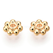 Brass Daisy Spacer Beads, Flower, Nickel Free, Real 18K Gold Plated, 5x1.5mm, Hole: 1.5mm(X-KK-T014-43G)
